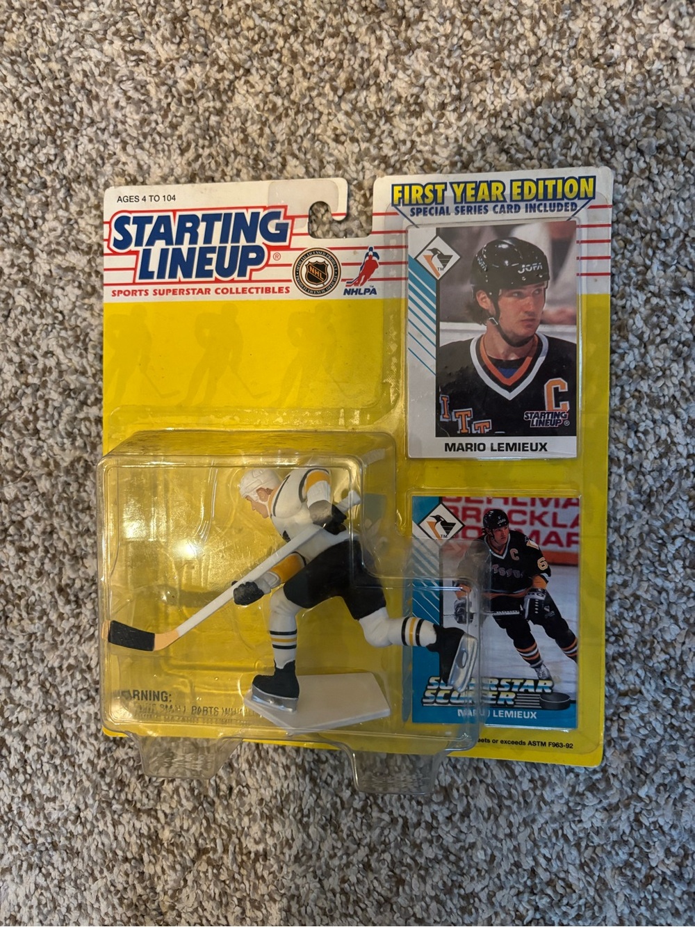 Starting Lineup Mario Lemieux Hockey Figure - White/Black/Yellow